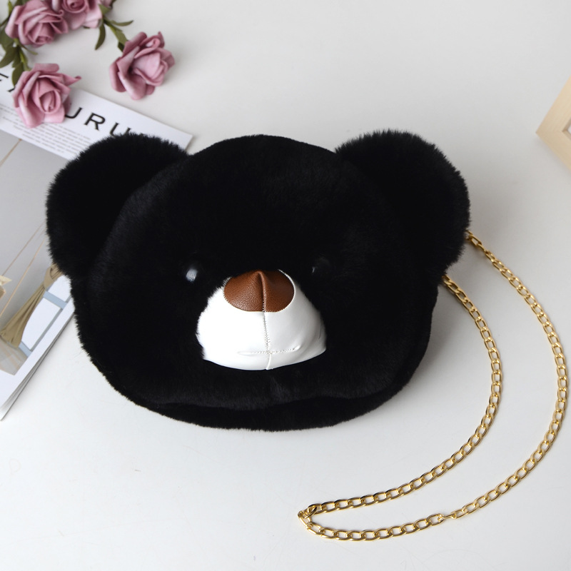 Faux fur cute bear cartoon bag kids and women hot sale with many different colors
