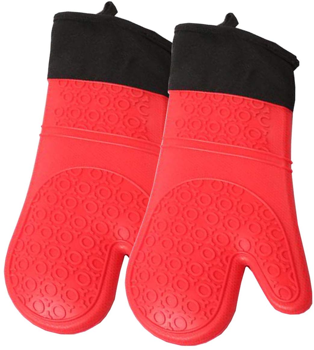Silicone Oven Mitts Food Safe BPA Free Extra Long Professional Heat Resistant for Barbecue Cooking Baking