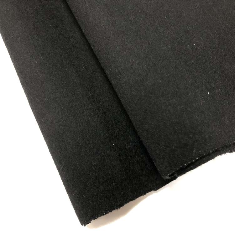 woolen cloth Eco-friendly black double sided 50%woolen material fabric for clothing