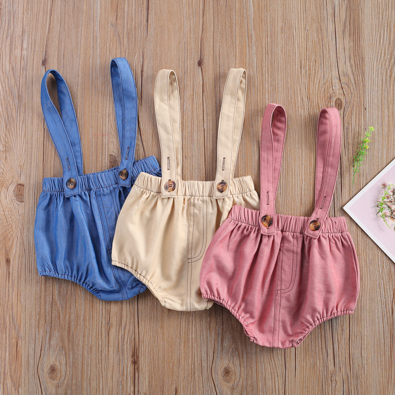 Children's Clothing 2021 Fashion Spring New Baby Boys Girls Pants Cute Straps Shorts For Baby Overalls