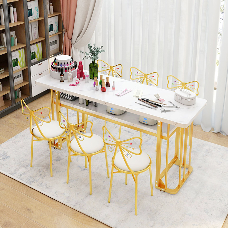 European Style Manicure Table, Luxury Square Small Nail Furniture Set, Simple Economic Marble Nail Table