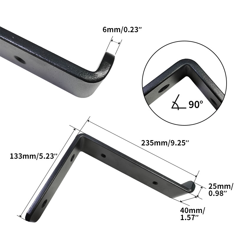 4 Pack Heavy Duty Metal 9.25'' Shelf Brackets Wall Hanging with Screws Decorative Corner Brackets Joint Angle for Wall Shelves