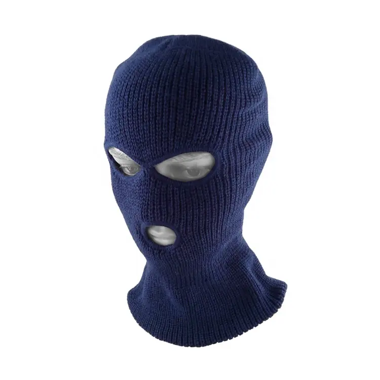 Hot Sale blue Balaclava 3 Hole Winter hats Knitted Ski Hat And Neck Warmer For Outdoor And Cycling