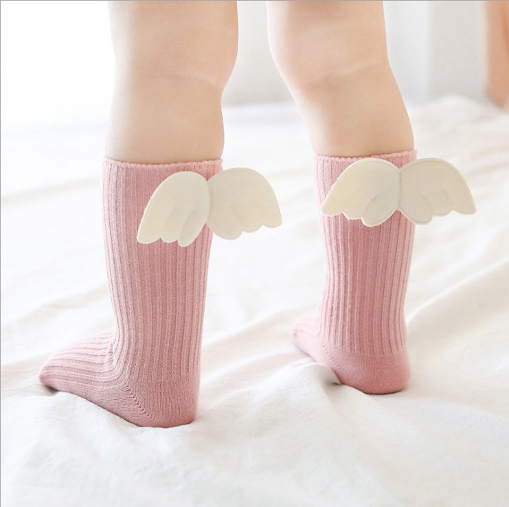 Baby Cute Knee High Socks 3D Angel Wings Kids Toddler Candy Color Soft Sock Children Leg Warmer Girl