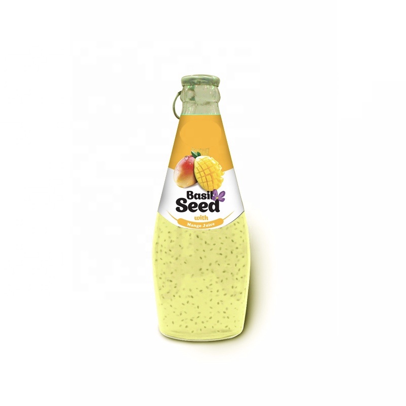 Private Label Fruit Flavor Basil Seed Drink 290ml mongo juice Glass Bottle