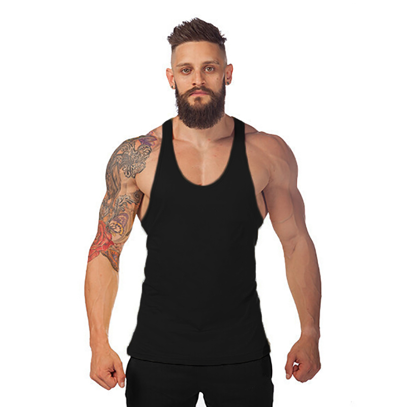 Fitness Racerback Bodybuilding Crop Workout Gym Men Tank Tops Muscle Men's Sports Vest Top For Fit