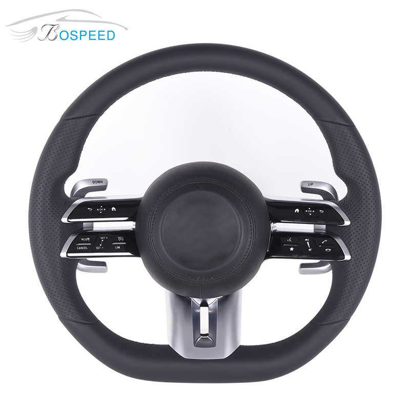 2021 NEW Full Leather Steering Wheel for Mercedes Benz AMG with Black Leather for E C Class GLE GLC GLA