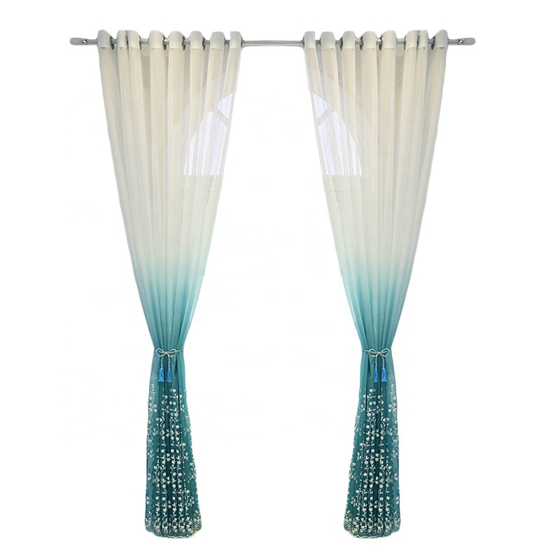 White Voile Sheer Embroidery Curtains Fabric for Bedroom Windows