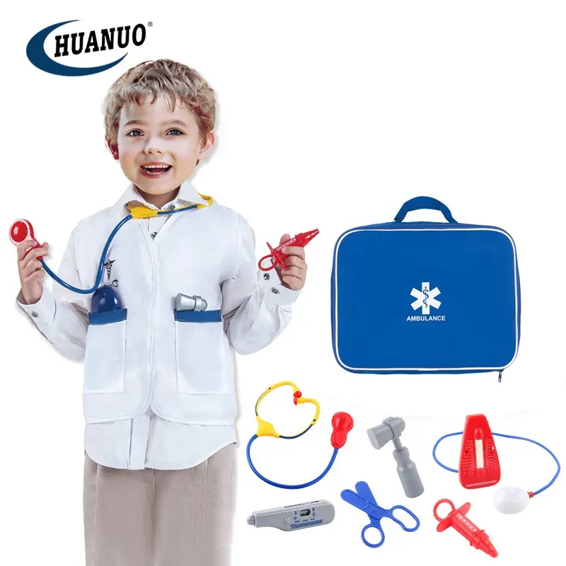 High quality pretend play doctor theme clothes and medical tool kit kids doctor play set toys