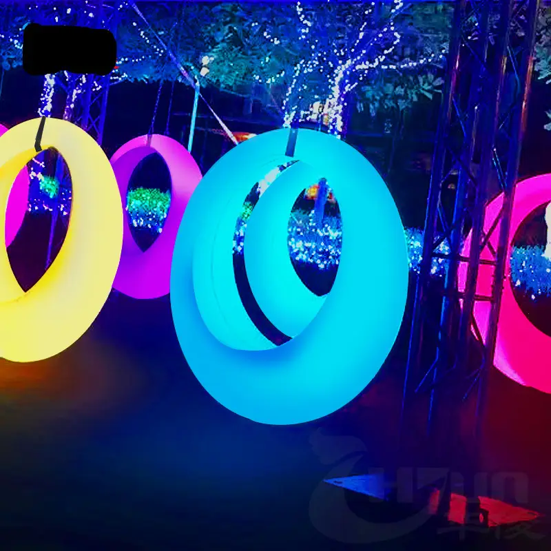 Huajun Plastic Outdoor Garden LED Patio Swings 16 Color Change RGB LED Swing Lighted Hanging Chair Waterproof Decor Lighting
