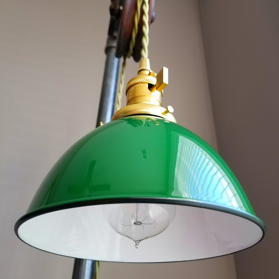 Vintage green rustic retro indian industrial ceramic porcelain enamel metal steel dust cover light shade