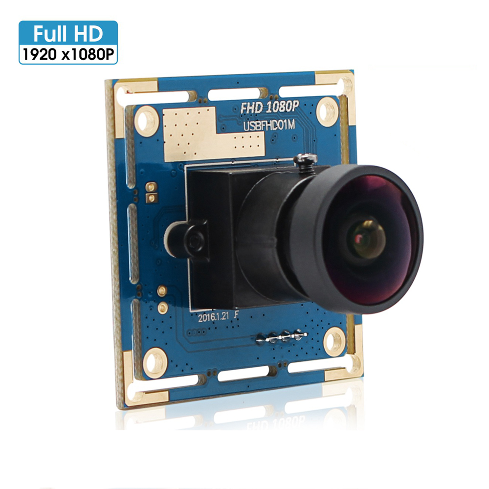 ELP High Speed fps 1080P 30 60 120fps Camera Mini PCB 2Mpixels OV2710 Color Fisheye Lens 170 Degree Wide Angle HD Webcam USB2.0