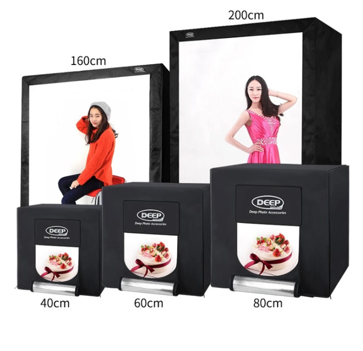 Большой Глубокий тент для фотосъемки высотой 2 м 120X80X200CM 6 шт. набор led-софтбоксов для фотосъемки 200 см алюминиевый светодиодный прожектор с отражающим материалом внутренней поверхности