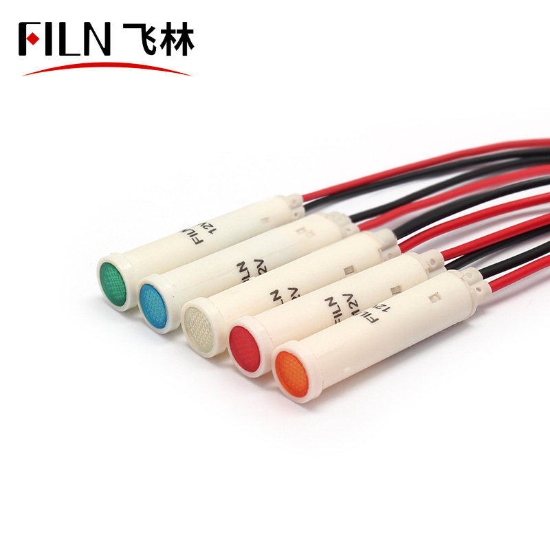FILN Mini Mounting Hole 8mm Plastic Green RED BLUE Color Car Lamp Indicator LED indicator light snap mounting connection