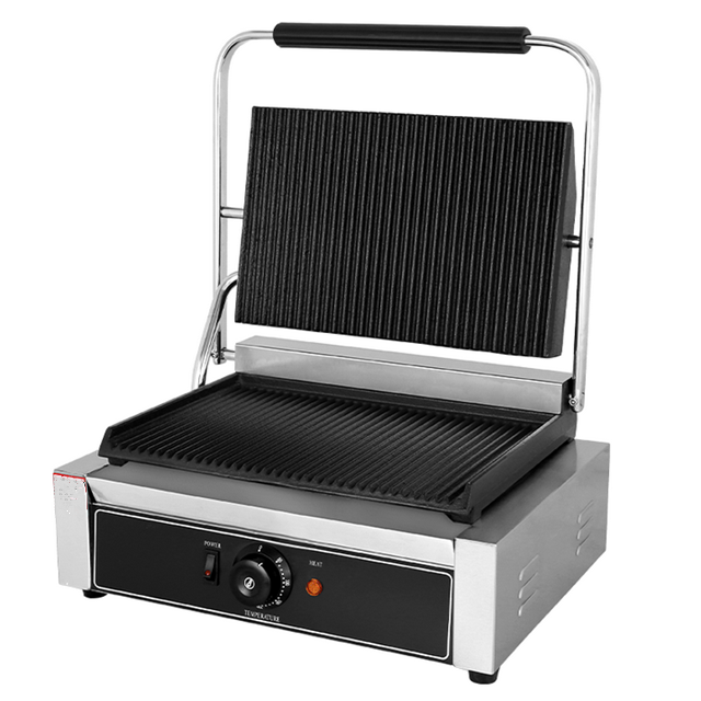Commercial Bbq Grill grooved Press Contact Grill /Chinese Maker Supply Single Plate Panini Panel Grill