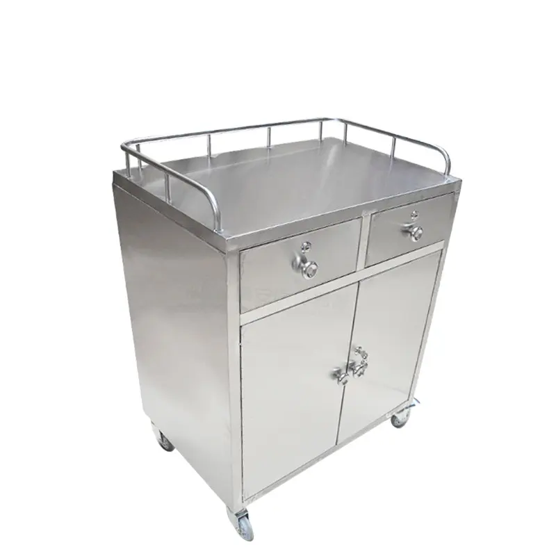 HC-M044 hospital Stainless Steel medical trolley surgical cart operating instrument drug delivery cart with drawer