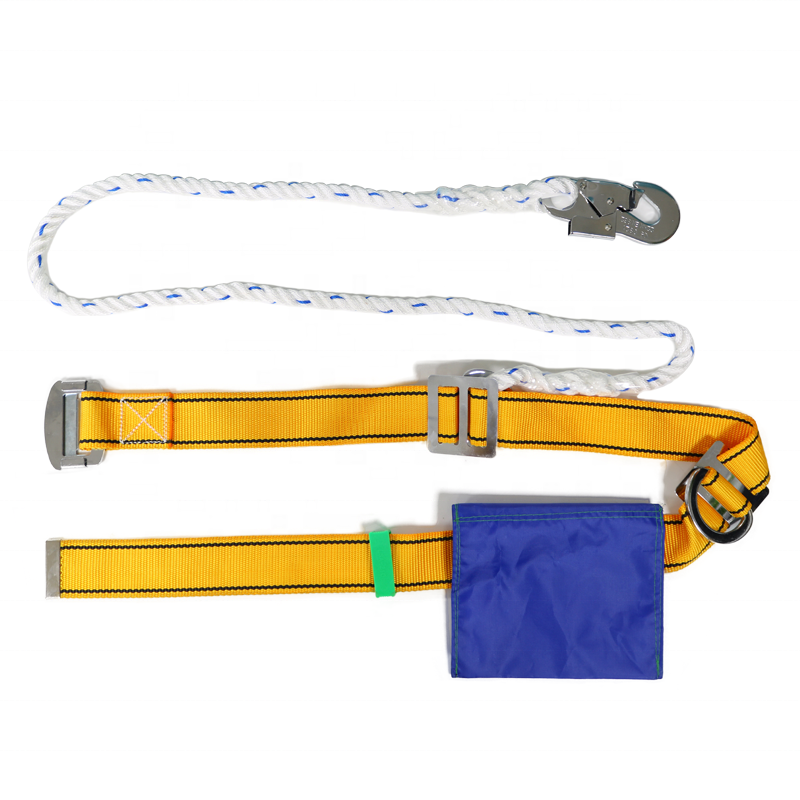 Anti falling polyester webbing climbing harness waist industrial safety belts with lanyard hook fall protection