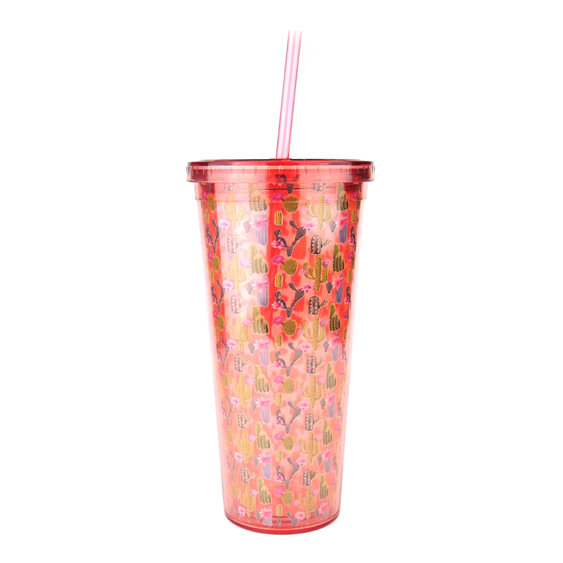 Double Wall Plastic Travel Mug Tumbler Cups with Straw 2021 New Item 24oz Cheap Customized Sample Tumbler