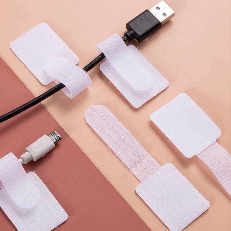 Cable Management Self-Adhesive Hook and Loop Cable Holder Cord Organizer Wall Strap Sticky Cable Strap for Office and Home