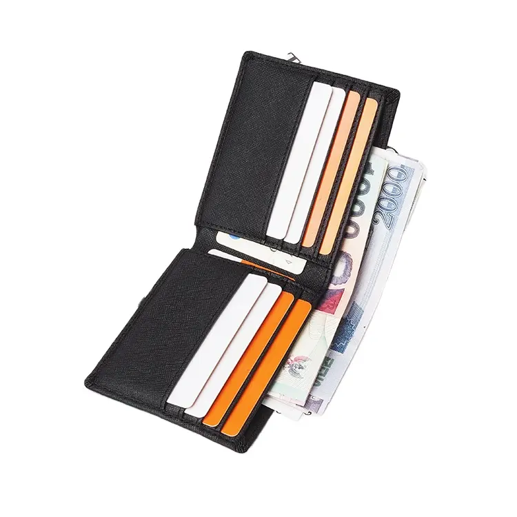 Customized Genuine Saffiano RFID leather sublimation mens slim wallet