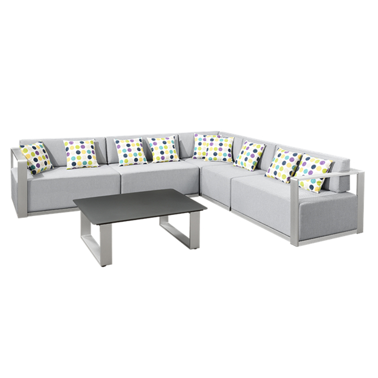 Villa resort project L shape setional modern aluminum garden corner outdoor couch