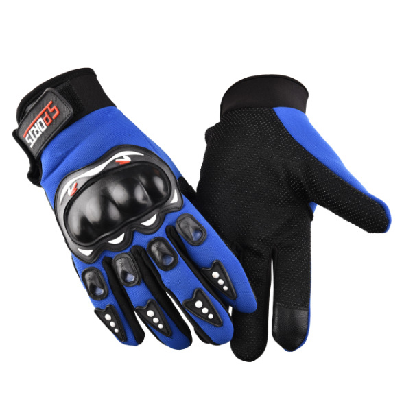 OEM outdoor bike racing glove protection touch screen waterproof sports breathable full finger leather cycling gloves