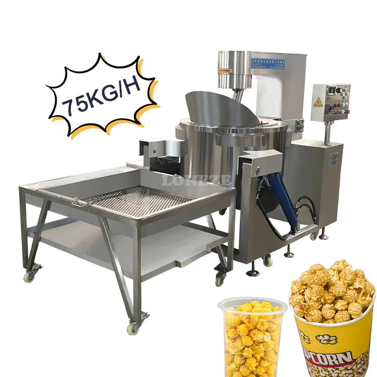 Industrial Popcorn Making Machine Best Rated Industrial Commercial Automatic Gas Electric Heating Type Sweet Caramel Mushroom Popcorn Making Kettle Machine