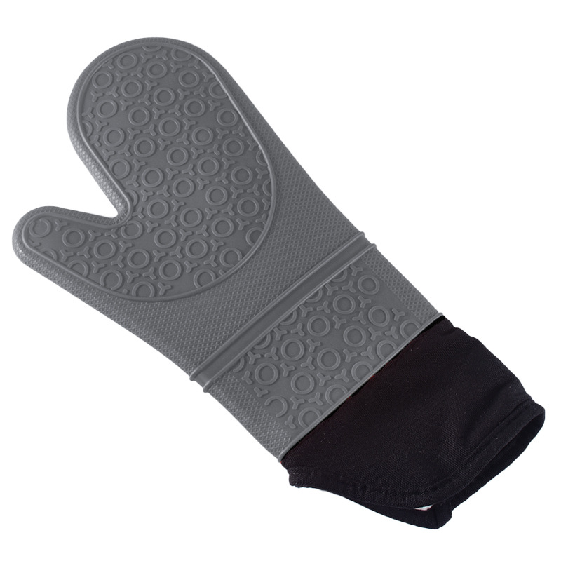 38 cm Extra long 3-layer double thickness 100% heat resitant nonslip silicone heat insulated gloves