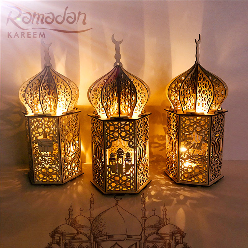 Elegant Wooden and LED Ramadan Decorations for Home - Customizable Islamic Palace Ornament