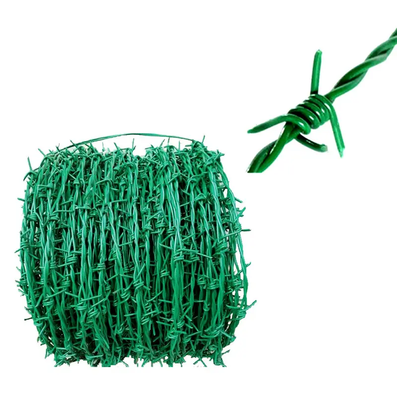 PVC coated green color reverse twist barbed wire on sale
