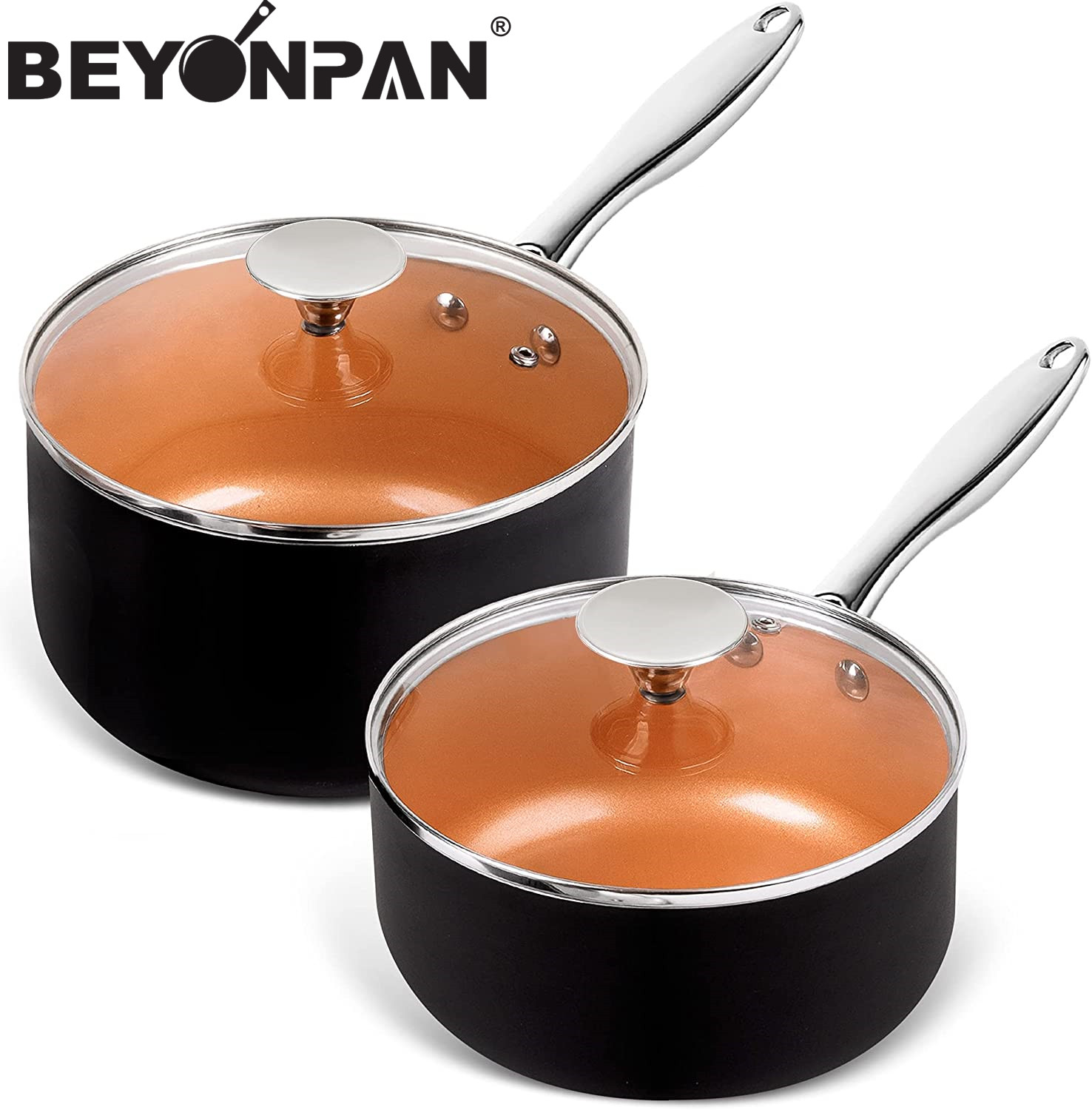 Pressed Alu. Copper Ceramic Coated Sauce Pan W/L