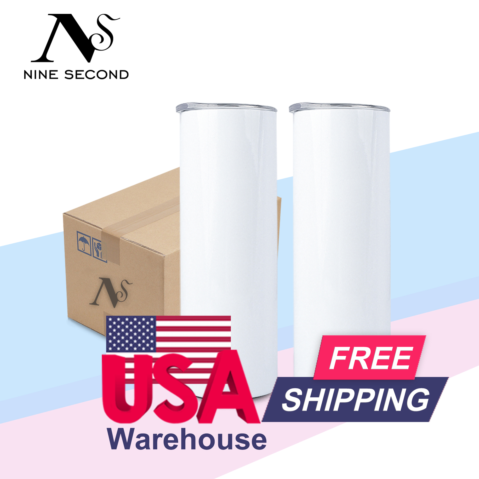 RTS США СКЛАДСКОЙ 20 OZ Прямой Чистый сублимационный стакан 12 OZ 15 OZ 30 OZ тонкие двойные стенки вакуумные изолированные тумбы