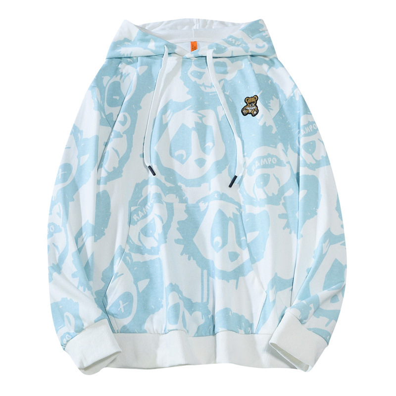Original Funky Hight Quality Sustainable Cartoon Bear Full Print Hoodie