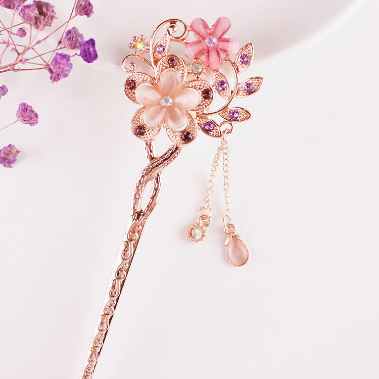 Vintage Chinese Traditional Flower Hairpin Classic Hair Stick Elegant Women Elegant Hanfu Hair Accessories