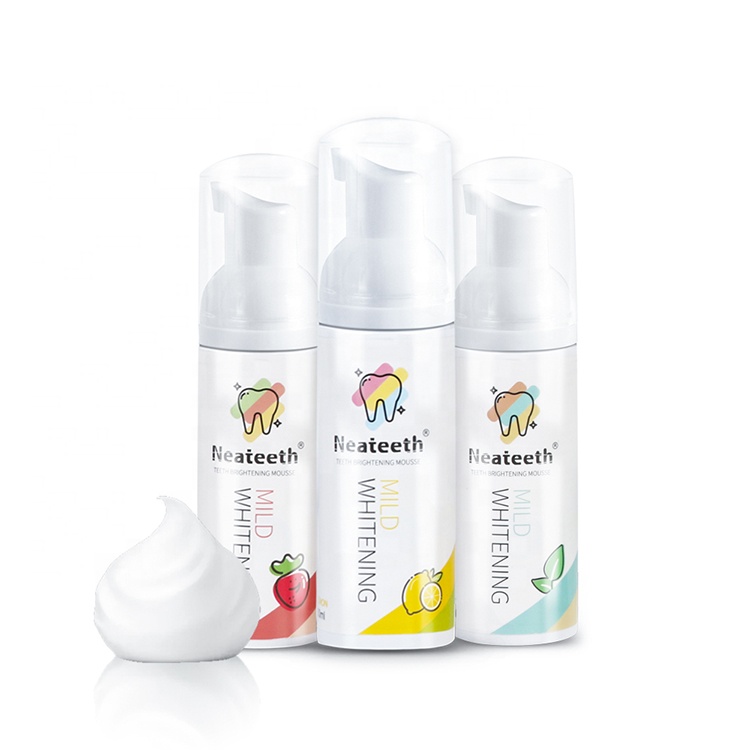Wholesale Neateeth Teeth Cleaninig Strawberry Lemon Mint Teeth Whitening Foam Mousse Liquid Toothpaste
