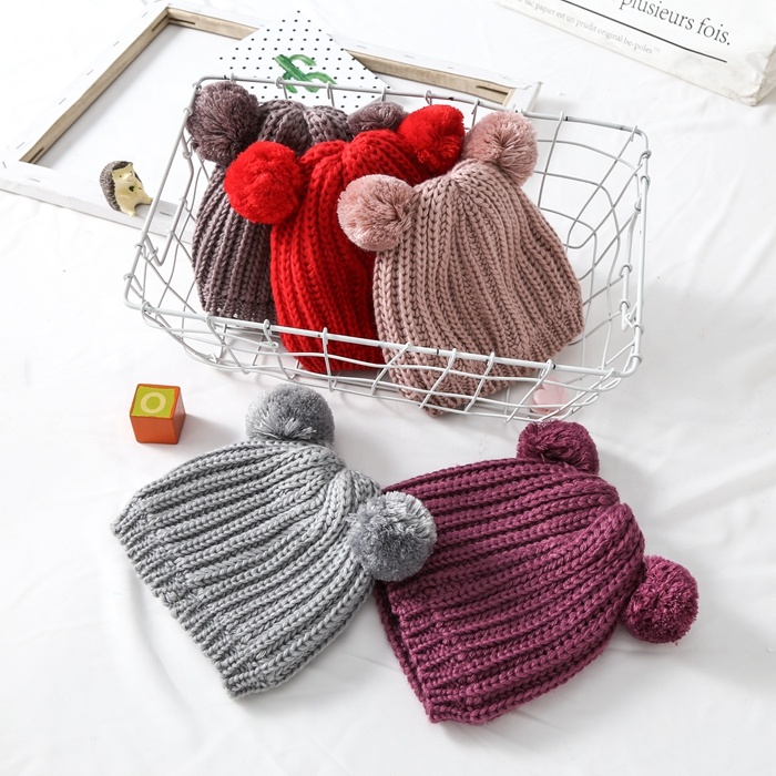 cheap soft kid baby Yarn Hat Beany Hat winter beanie red