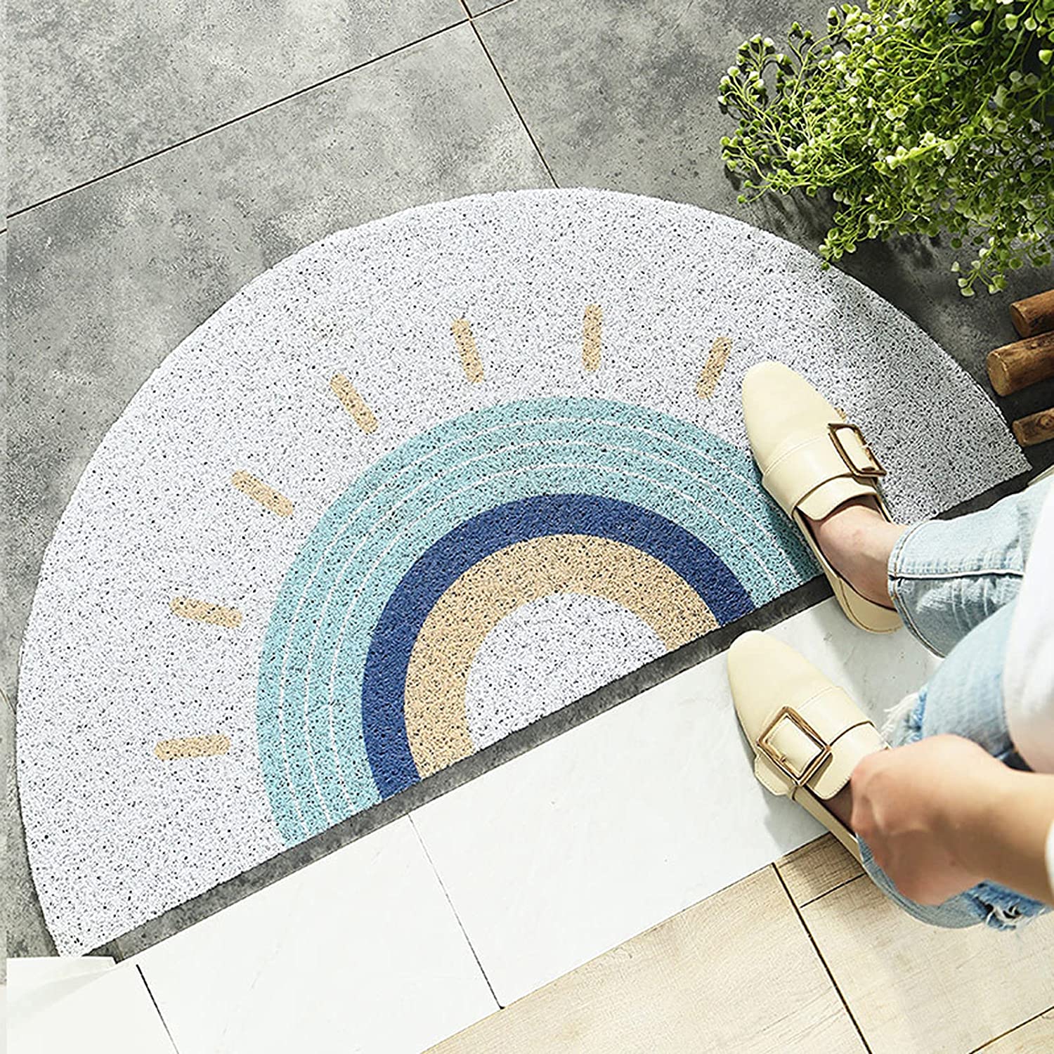 Anti Slip Door Mat with Rainbow Sun Printing Floor Mats and Bedroom Carpet Rugs Entrance Doormat