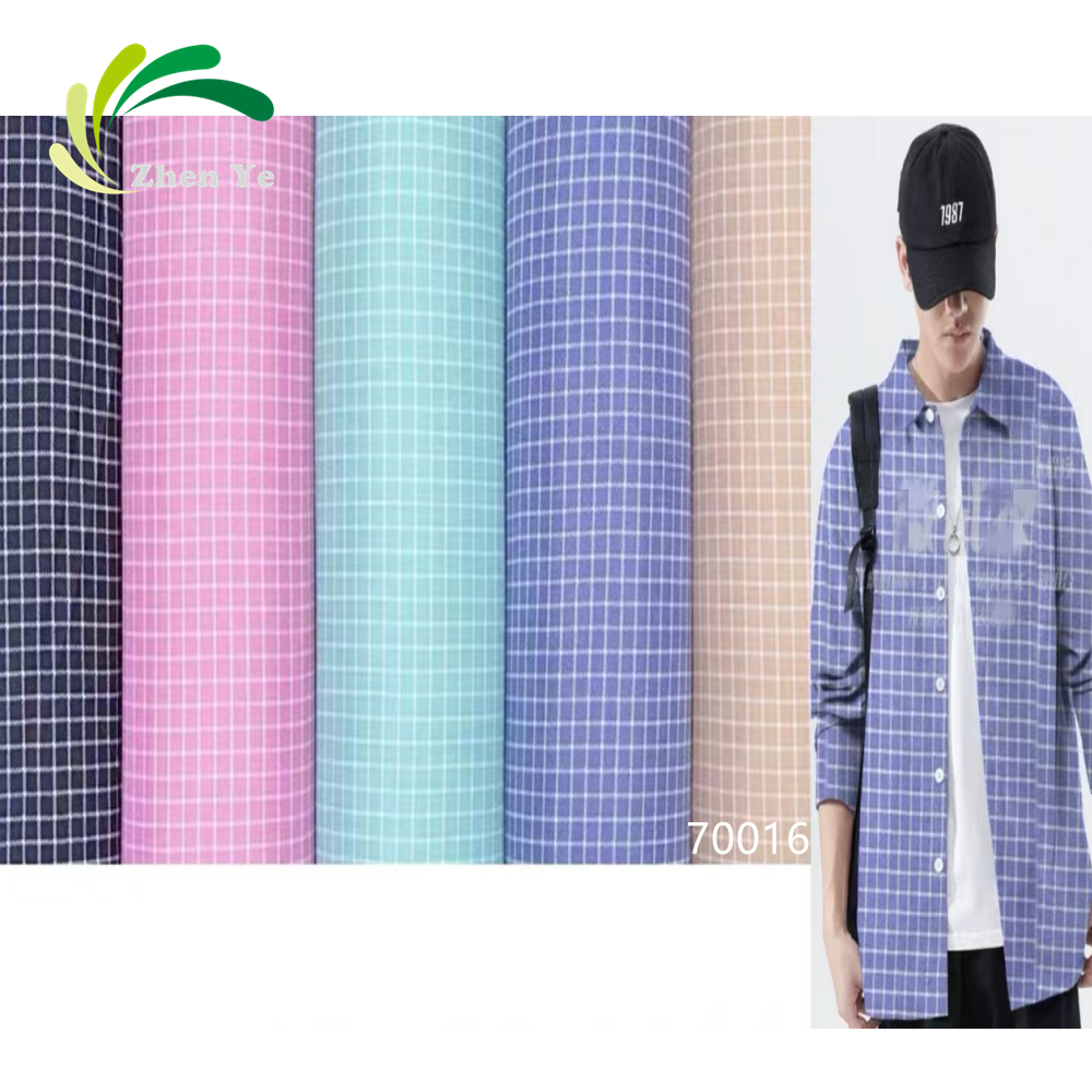 Factory No Moq Small Check Grid Printed Rayon Fabric Viscose Modal Fabric