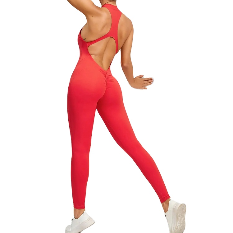 Seamless Yoga Jumpsuits One-Piece Zipper Sports Fitness Hollow Beauty Back Hip-lifting Running Training Tracksuits for Women