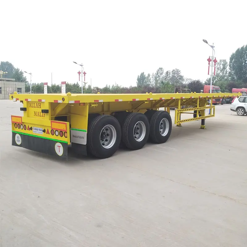 Used Truck Trailer 3 Axle 40T 40ft Flatbed Container Semi Trailer For Sale