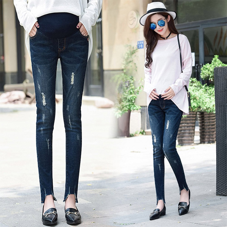 Fall Fashion Women's Clothing Long Maternity Pants Blue Denim Mmaternity jeans