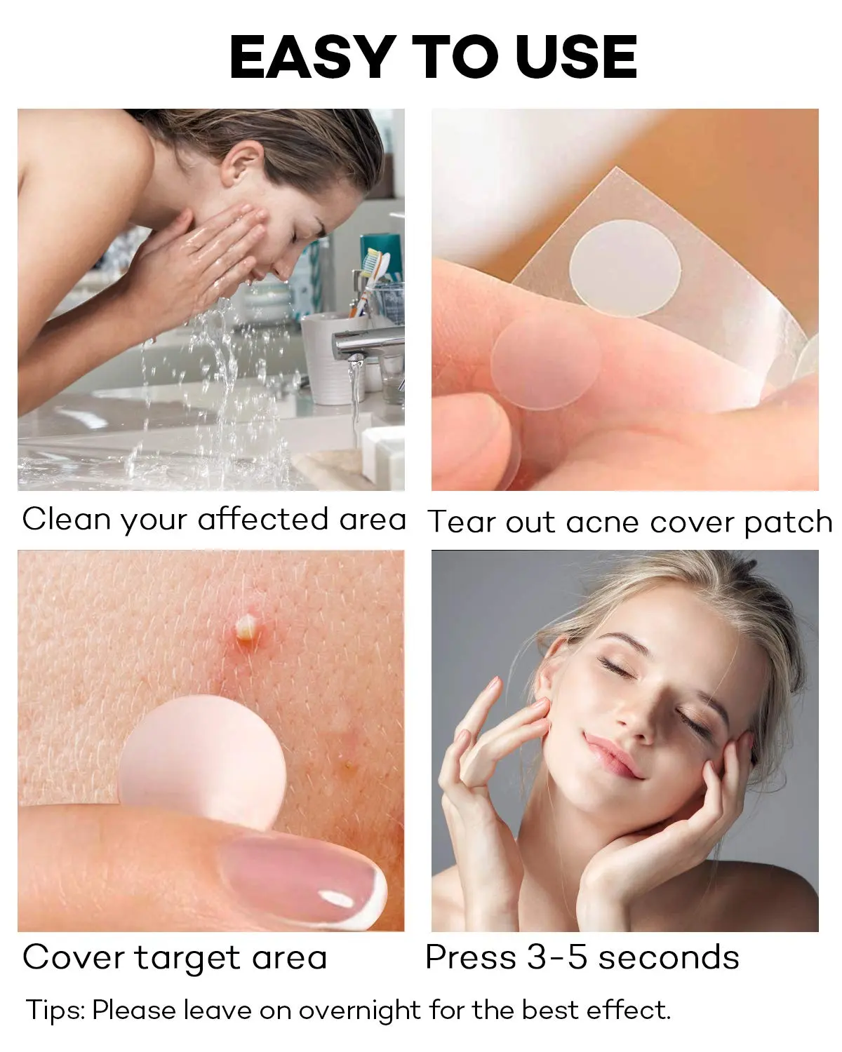 Natural pure ingredients 36 patches hydrocolloid invisible acne patches for face acne absorbing
