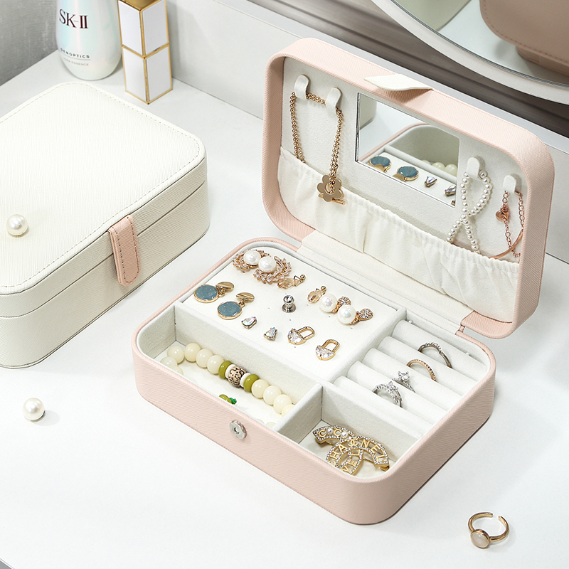 Portable jewelry organizer tiny earring box jewrelry leather packaging gift boxes
