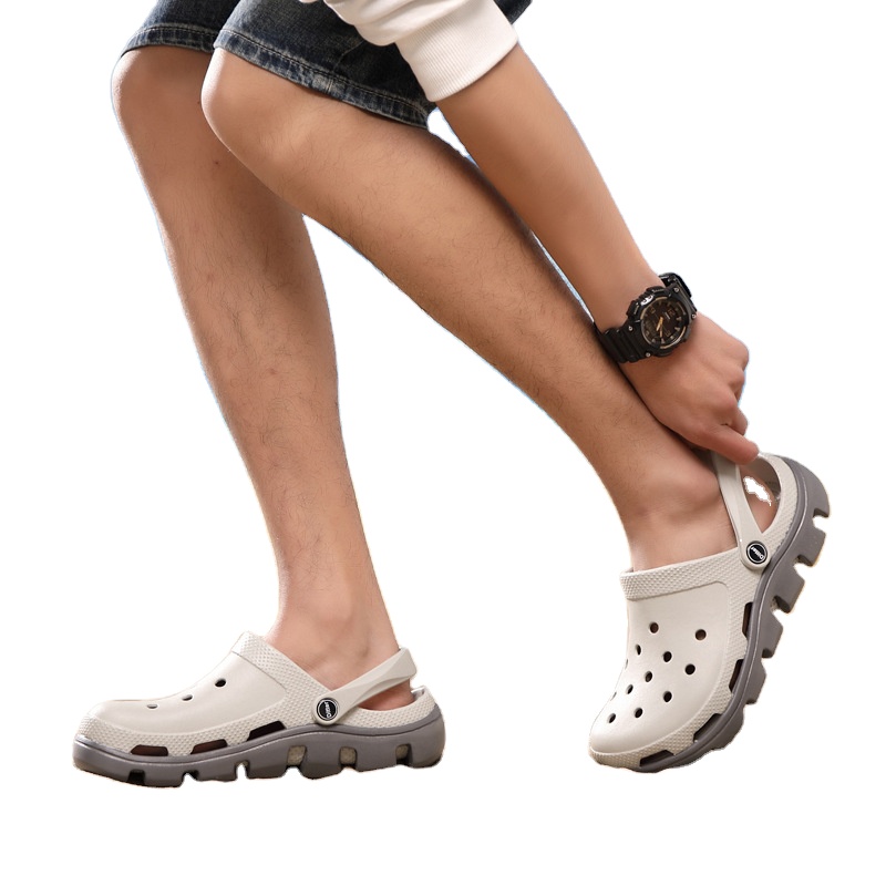 New Trendy Contrast Color Clog Shoes Antislip Thick-soled Beach Clogs Slippers