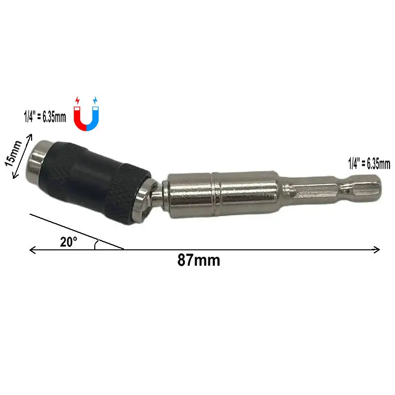 1/4" Magnetic Screw Tip Drill Screw Tool Quick Change Locking Bit Holder Drive Guide Drill Bit Extensions Pivot Drill