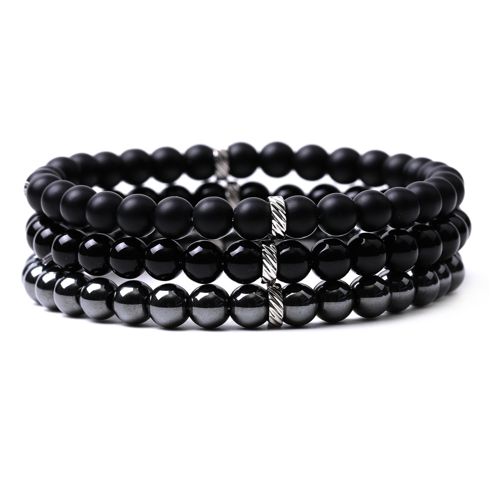 6mm Beads Black Stone Bracelet Women Men Woven Energy Buddha Bracelets Jewelry