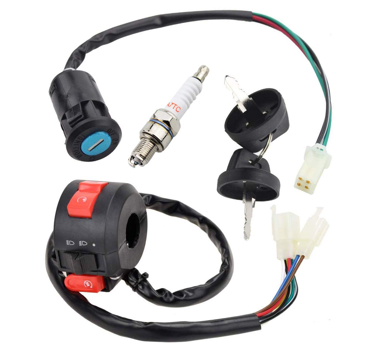 Motorcycle Wire Steering Lock Set & Ignition Switch Key for CG125 CG150 ZJ125 JH70 ATV Electric Bike Scooter