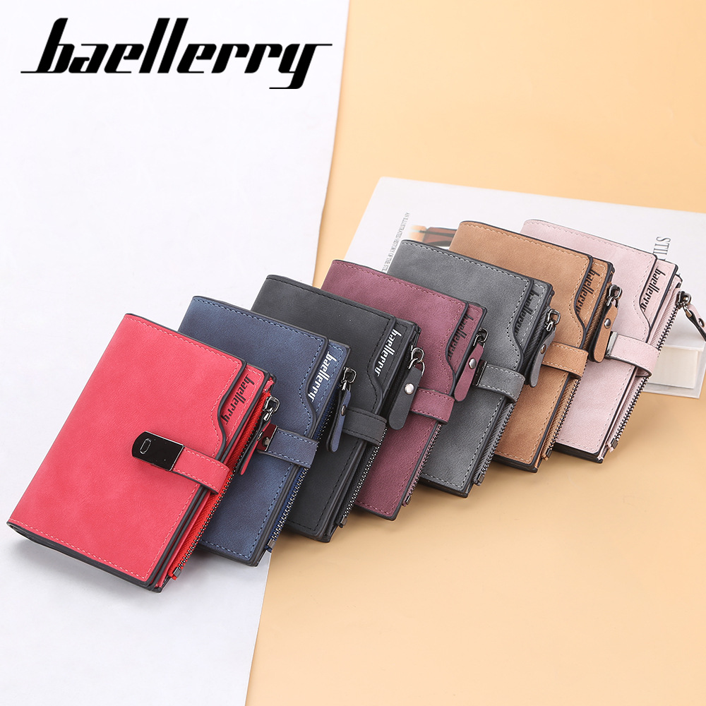 Модные женские короткие кошельки Baellerry из искусственной кожи, держатель для карт, современный кошелек с несколькими отделениями для карт и rfid-застежкой для женщин, 2022