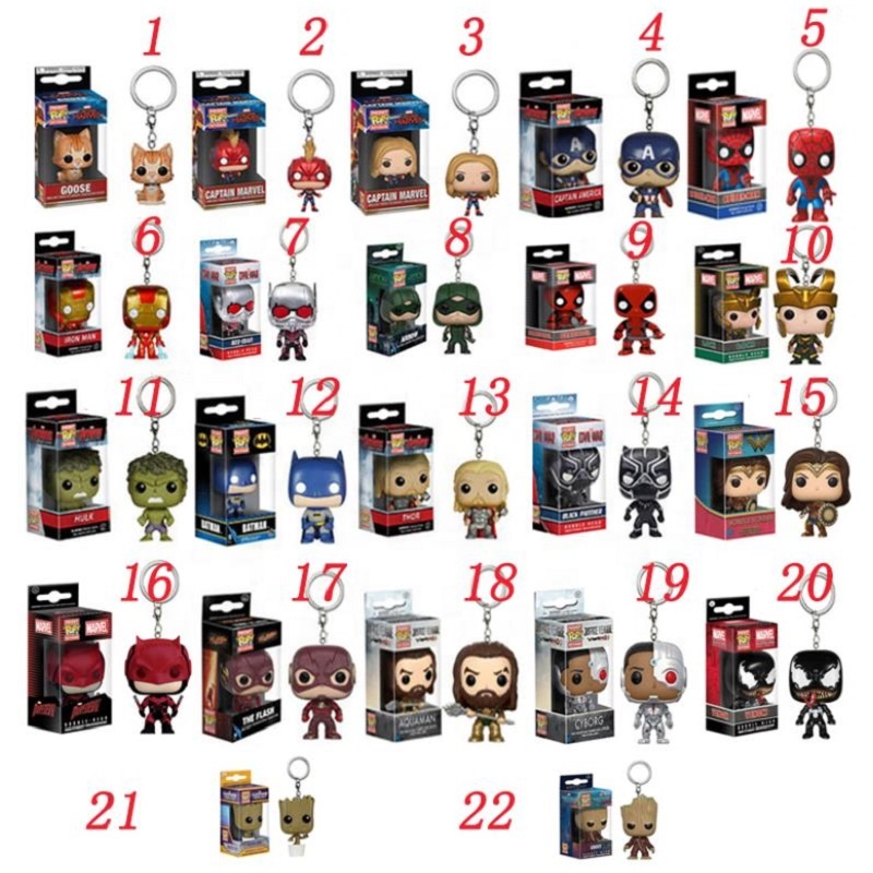 HOT FUNKO POP Marve Dc Justice League Characters Pocket Keychain Vinyl Action Figure Toys model doll gift