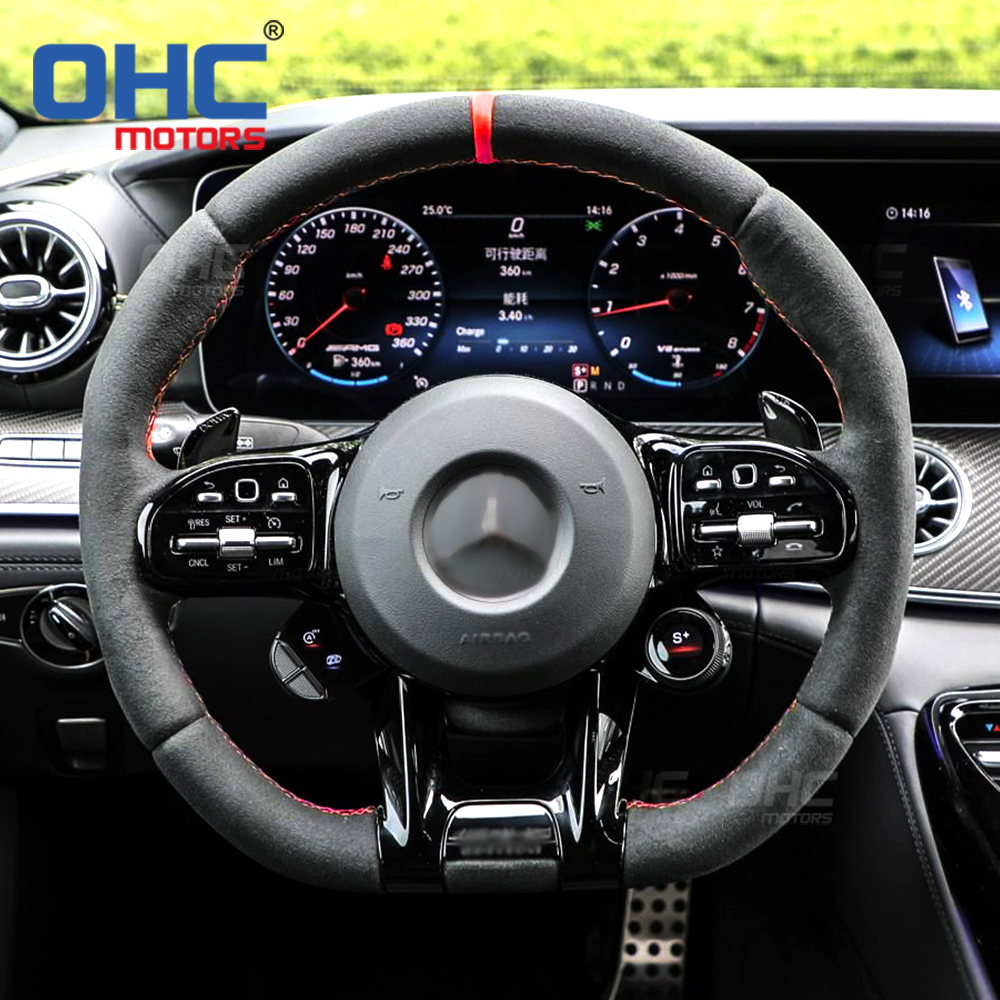Кожаное Автомобильное рулевое колесо под заказ, подходит для Mercedes Benz W204 W205 W211 AMG GT GLE CLA, рулевое колесо из углеродного волокна, ohc motors